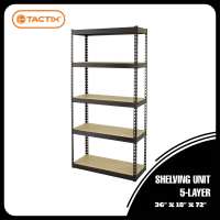 Tactix 5-Layer Heavy-Duty Steel Storage Rack Shelf Organizer for Garage and Warehouse (36 x 18 x 72 in Bolt-free 750kg Capacity per Shelf)
