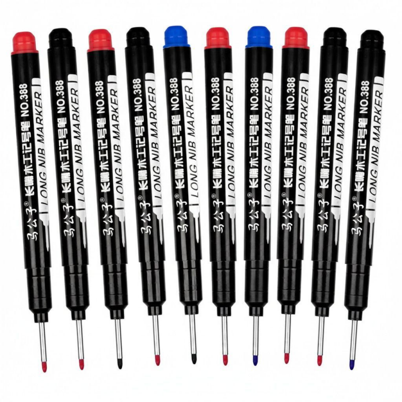 6Pcs/Set 20m Deep Hole Long Nib Head Markers For Metal Perforating Pen Waterproof Bathroom Woodworking Decoration Multi-Purpose