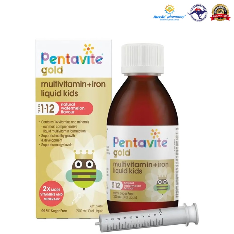 Pentavite Gold Multivitamin + Iron Liquid For Kids 200ml Australia [EXP 07/2027]