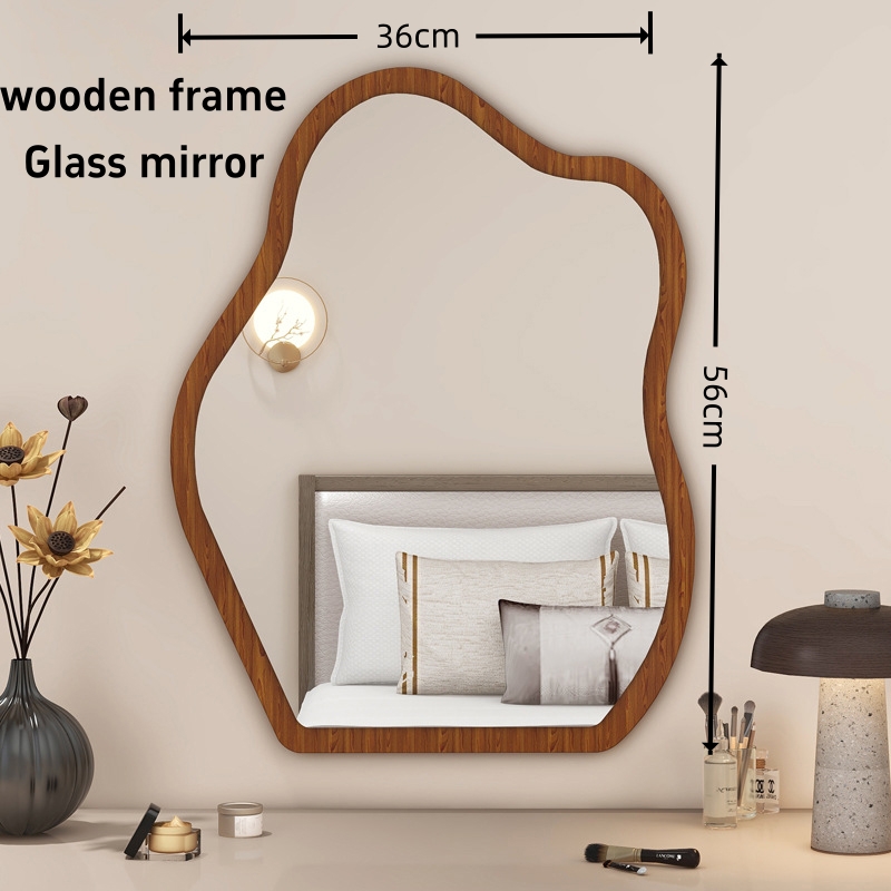 Wide Arched Wall Mirror with Wooden Fram HD Glass Mirror for Bathroon Bedroom Living Room Mirror with Metal Frame