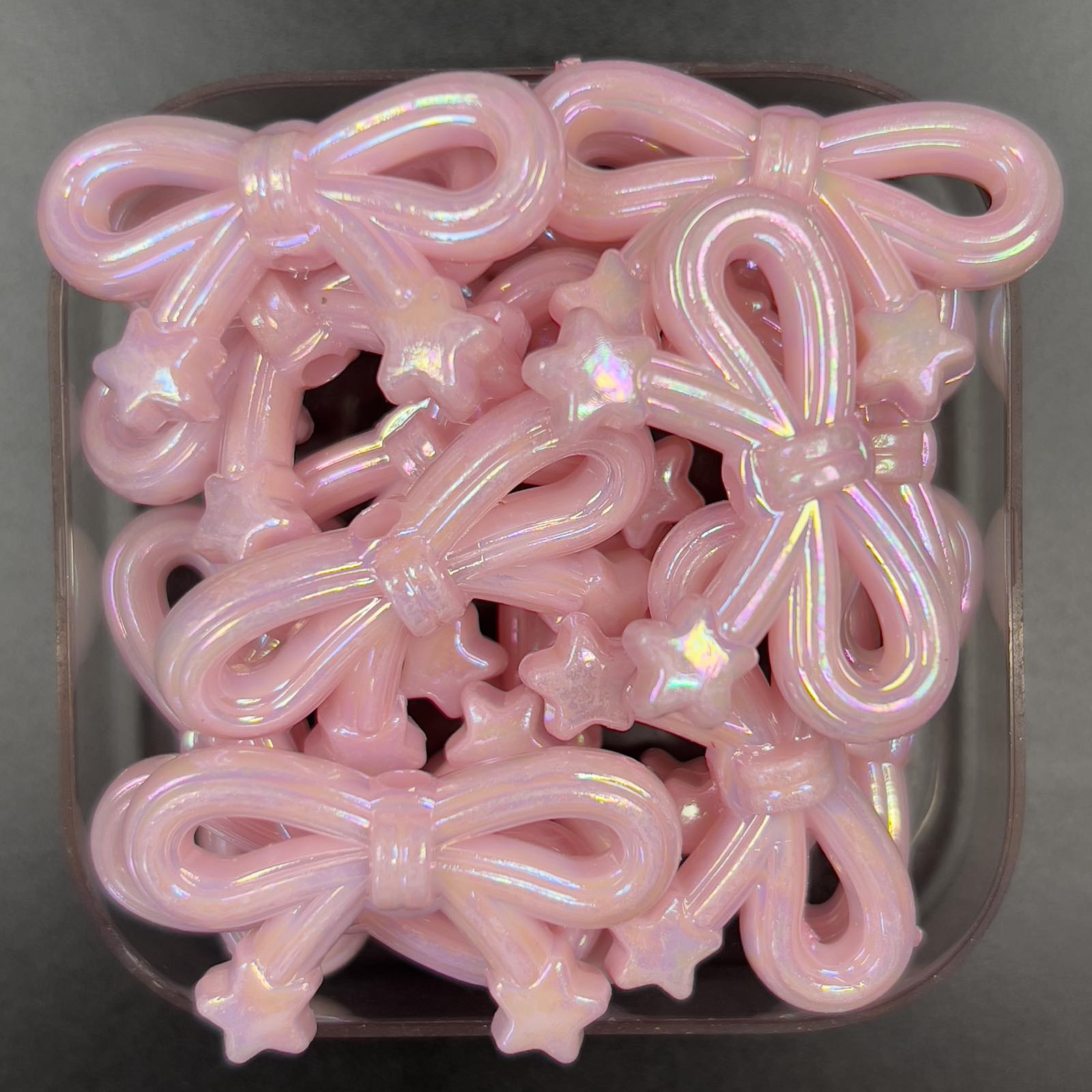 Veeds 5 Pcs Star Ribbon Pink Bead 33mm Pastel UV Coated DIY Beads Arts and Crafts