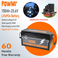 PowMr 24V 100AH LiFePo4 Battery Solar Battery Ebike Batteries Car Battery With High Performance Built in BMS Protection 100% Actual energy Life Time 10 Year Can Up to 2 Unit Series