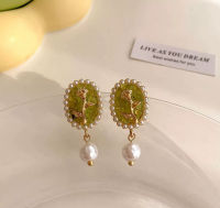 EMS fashion new Korean Sweet Wild Rhinestone Soft Pottery Flower style Pearl Earrings good quality