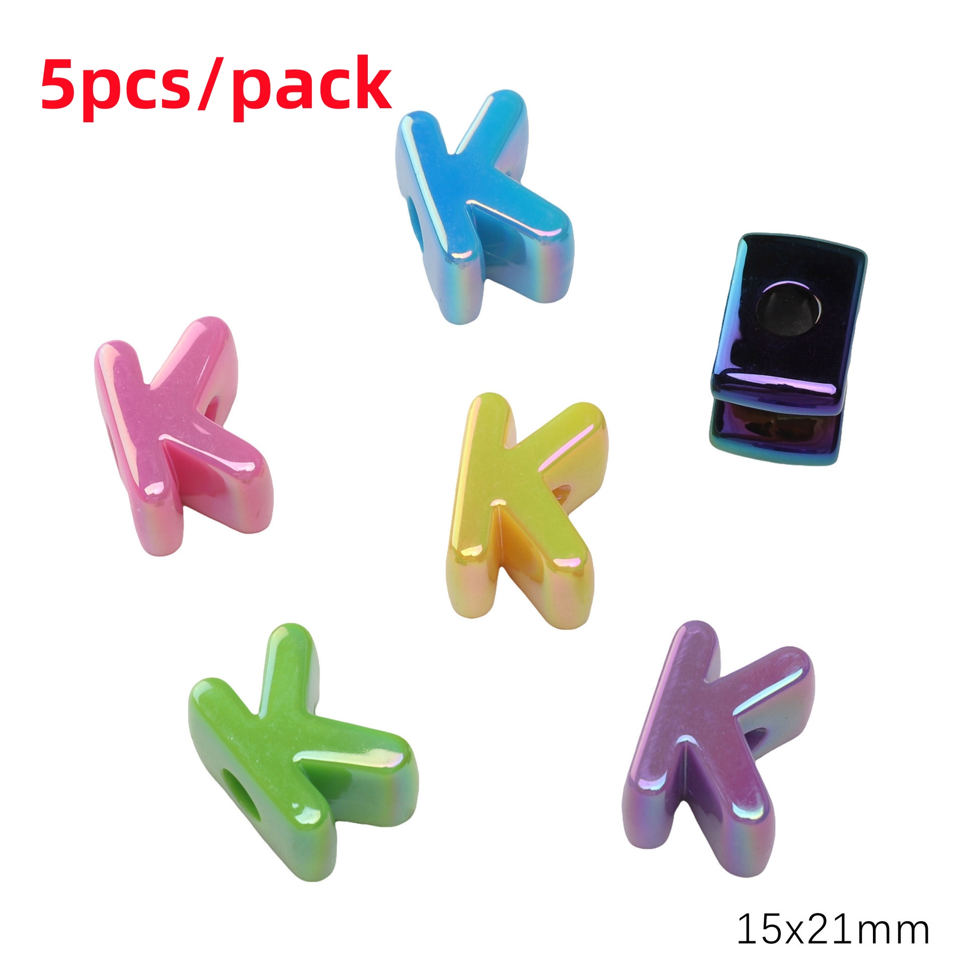 ManilaGo 5Pcs Chunky Letters UV plated Acrylic Large Hole Letter Beads Can Be Used for DIY pendant Keychain