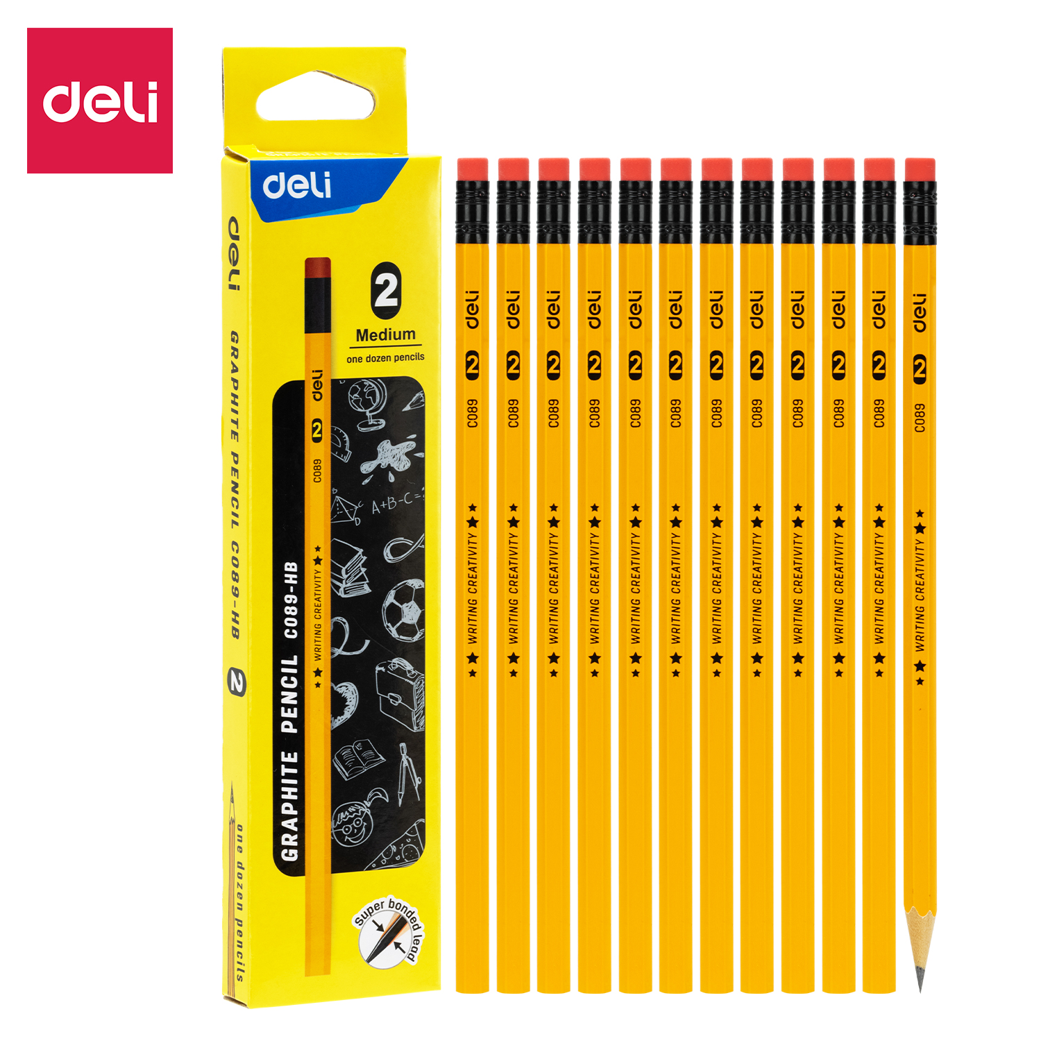 Deli 12Pcs No. 1 No. 2 No. 3 Pencils Original For School Supplies Hexagonal Rod CC089 (Box)