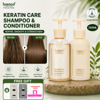 Bremod Premium Keratin Hair shampoo conditioner 350ml for frizzy permed dyed and damaged hair Long lasting fluffy hair BR-X320 BR-H050