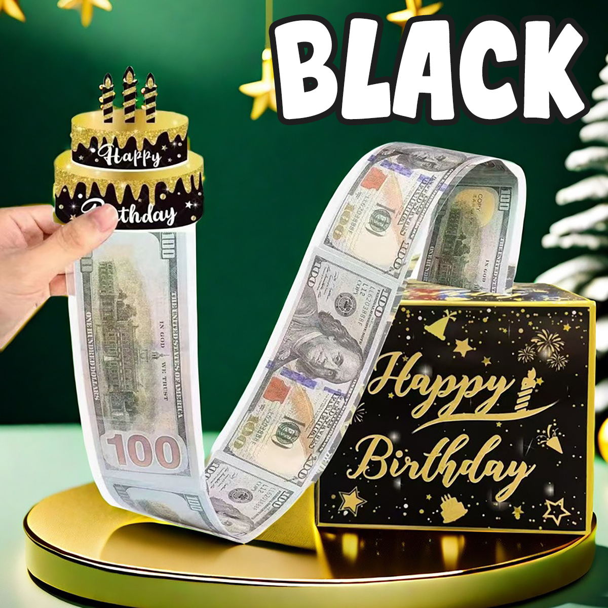 30PCS Black Gold Birthday Money Box for CashBirthday Decoration Pull-Out Gift Box Cash Gift Birthd