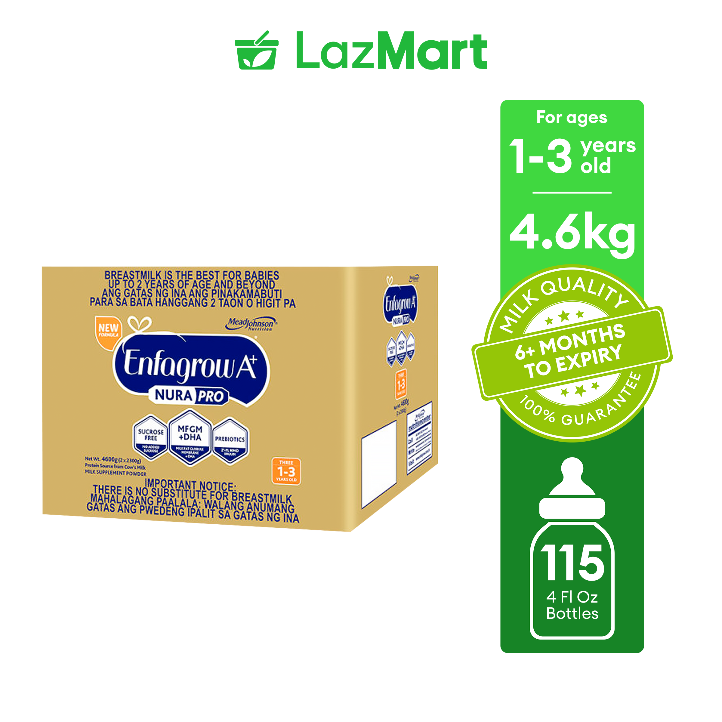 Enfagrow A+ Three Nurapro 4.6kg Milk Supplement Powder for 1-3 Years Old