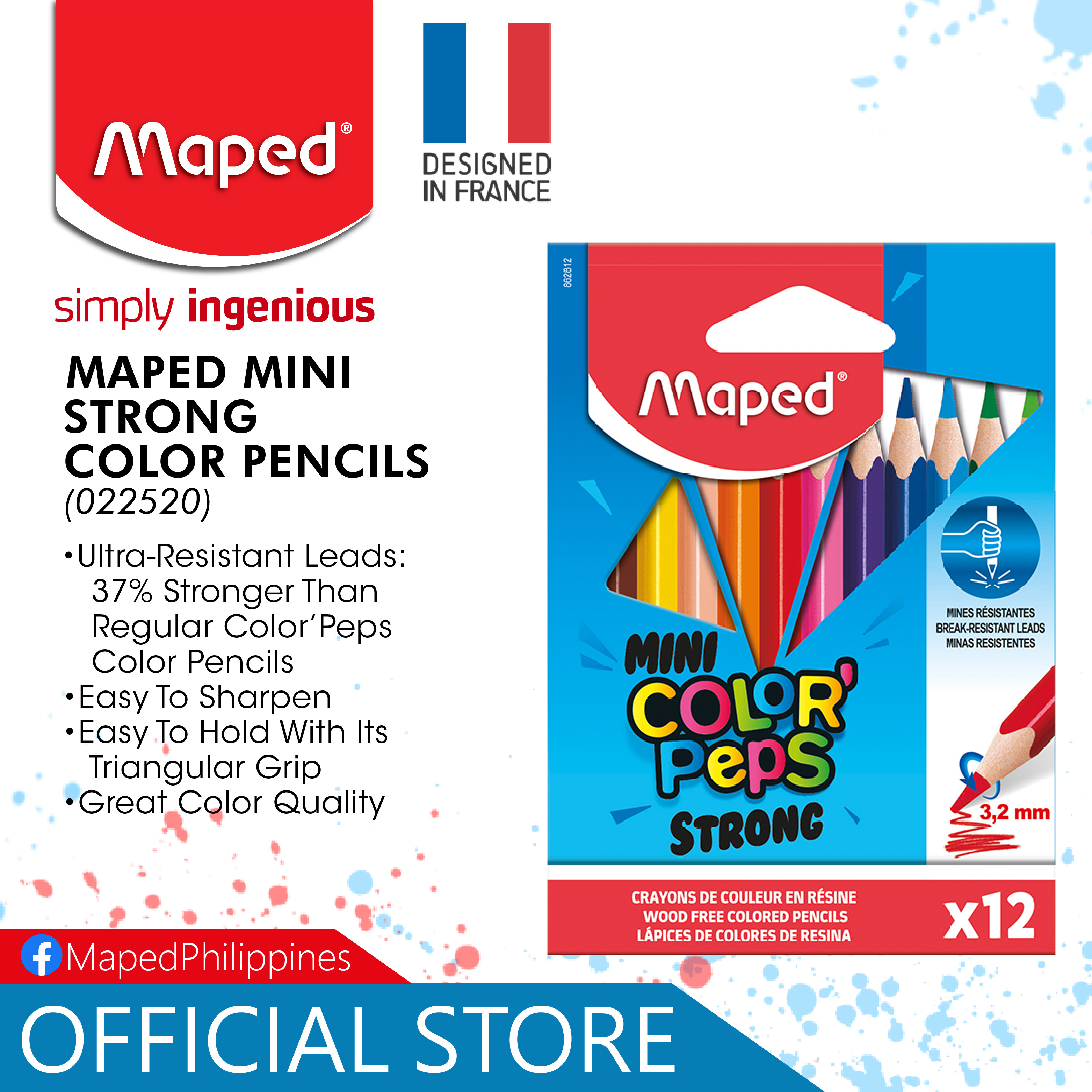 MAPED Mini Strong Color Pencils | 12 colors | 862812