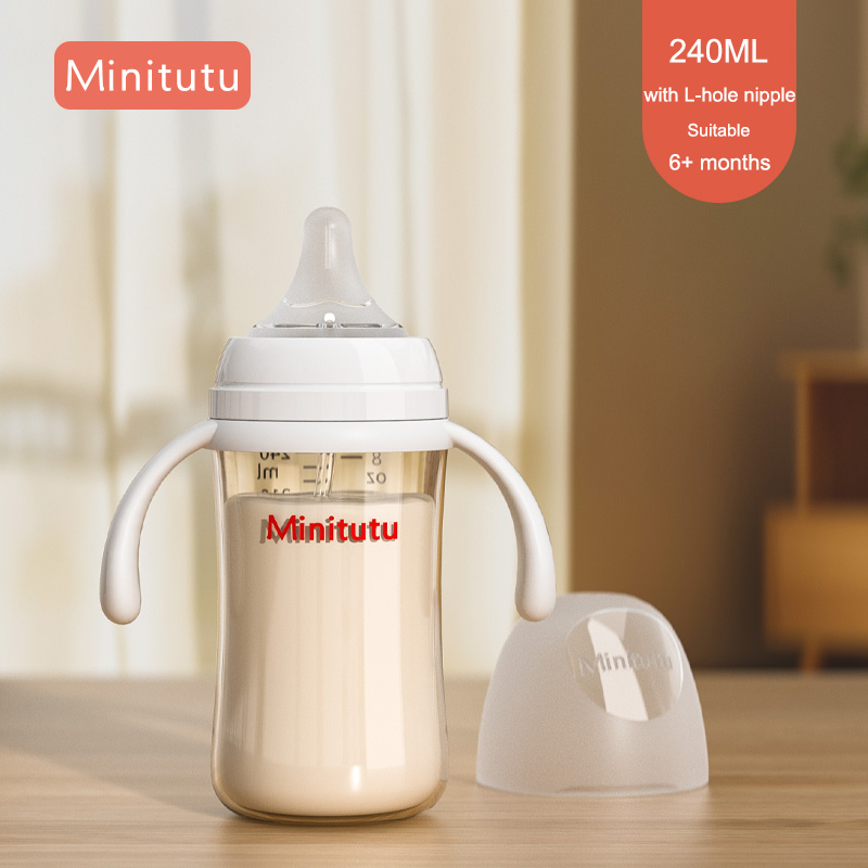Minitutu PPSU High capacity Feeding Bottle And Straw cup Temperature scale Leak-proof and drop-proof