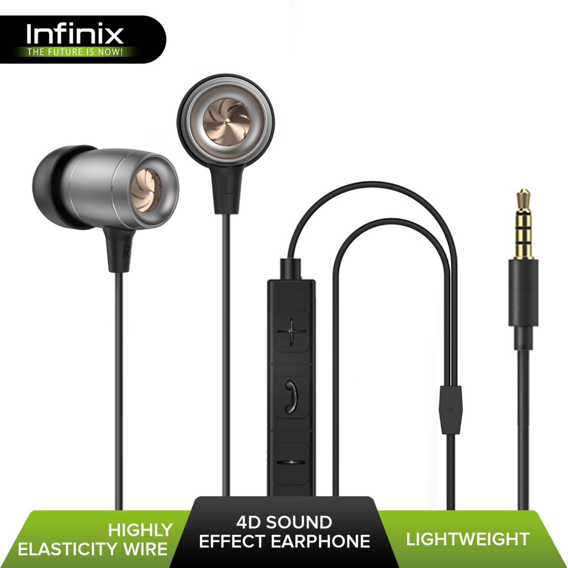 Infinix XE06 4D Sound Effect Stereo In- Ear Earphone Headset with Microphone & Volume Control (Black)