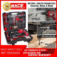Mace Plus MT-ID650SS CORDED IMPACT DRILL SET WITH  Variable Speed Spindle Lock Cushioned Grip and  Lock On Switch