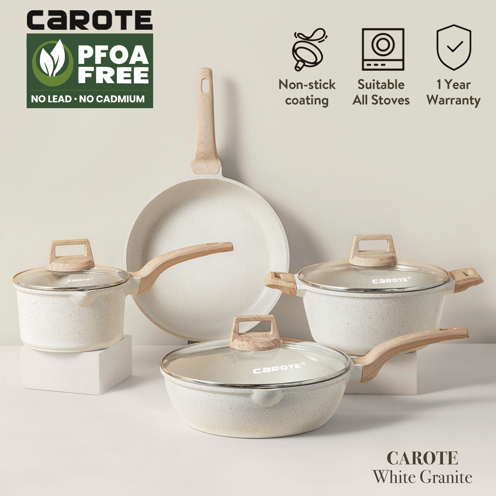 Carote Non Stick Frying Pan 4 pcs Kitchen ware Cookware Set