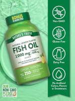 Nature’s Truth Fish Oil 2000mg Omega-3 Supplement Heart Health Support 125 Softgels Natural Lemon Flavor