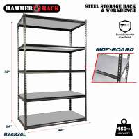 HAMMER RACK Boltless Steel Storage Shelving and Workbench Adjustable 750kg capacity