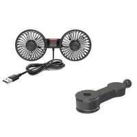Car Rear Fan 360 Degree USB Double Head Fan 3 Speed Wind Speed Car Rear Seat Fan Summer Car
