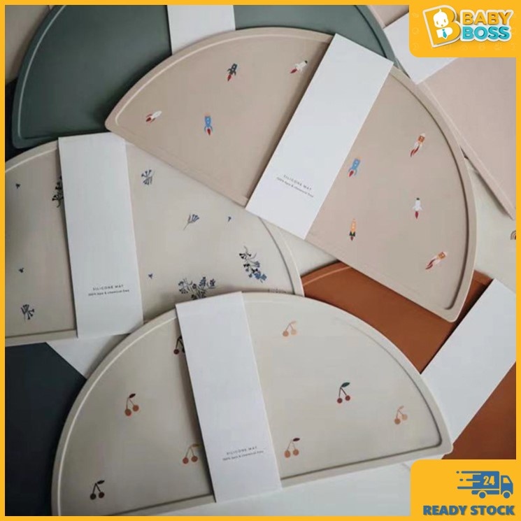 【Ncc cutlery】▣✸ Babyboss vị trí bàn Silicon placemat miếng vải để lót đĩa ở bàn ăn khủng long Anh đào cymbidium thiết kế cầu vồng alas pinggan meja silikon  Rugs & Carpets