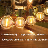 LIGHTINGGO Outdoor Waterproof LED Lights Retro G40 Holiday Wedding Courtyard LED Garden Decorative String Light