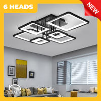 ESAER 3/6 Heads 3-Color LED Modern Ceiling Light Chandelier for Living Room Center Light