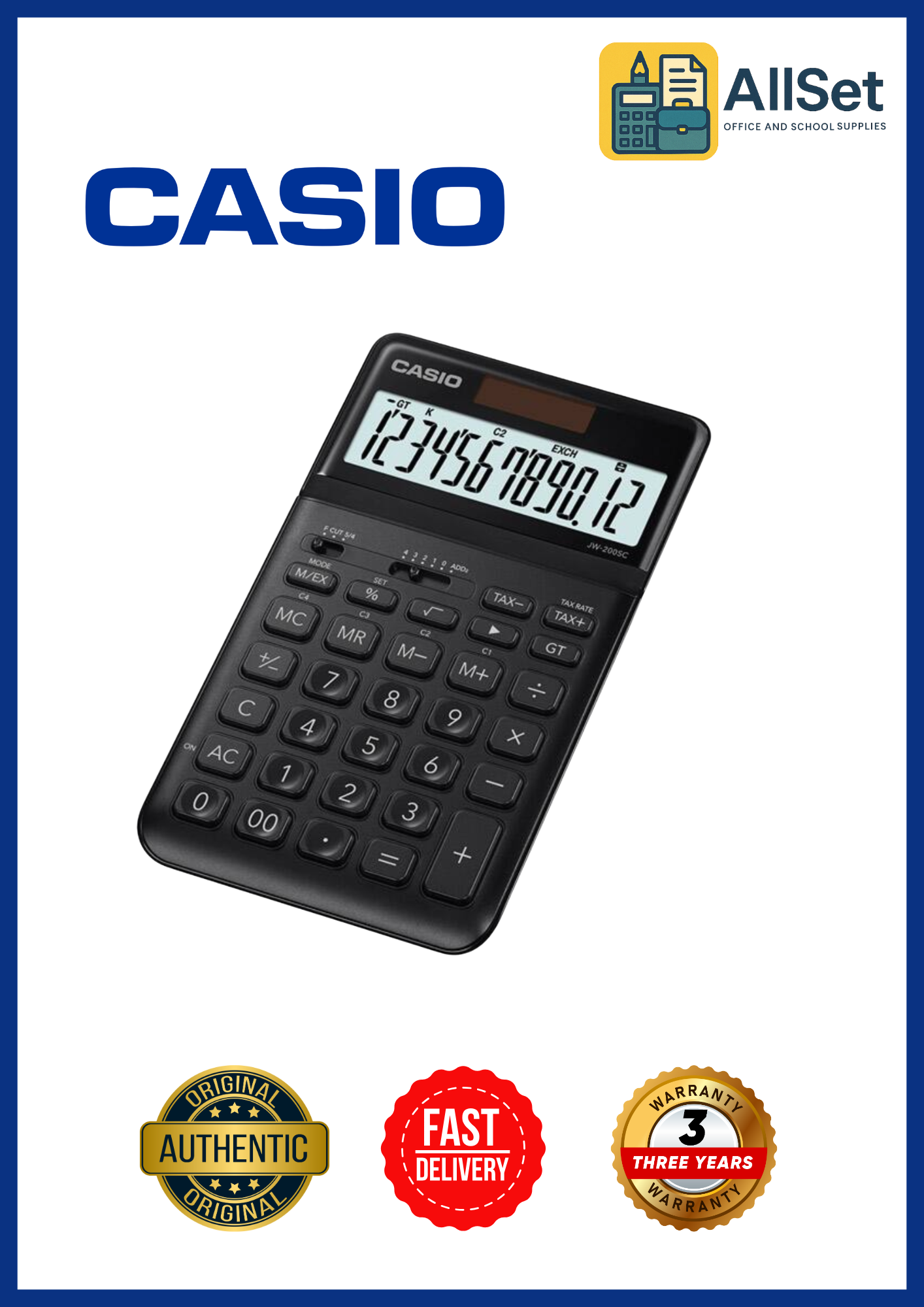 Casio JW-200SC “Stylish” 12-Digit Desktop Calculator