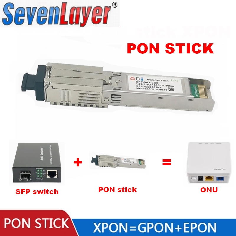 Xpon stick 2.5g/1.25g mini onu ont tx tower 1310nm 20km stick sfp onu pon stick sfp module