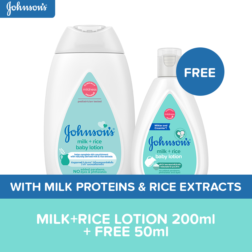 Johnsons Milk+Rice Lotion 200ml + FREE 50ml
