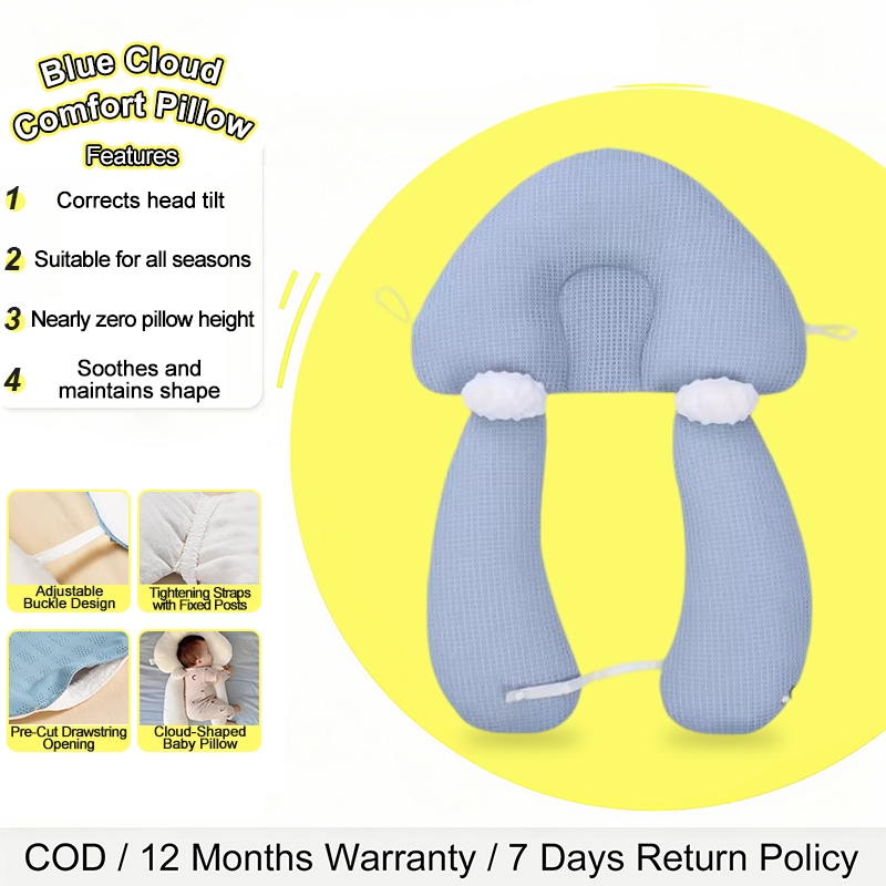 Anti Flat Head Shaping Pillow Newborn 0-36 Months Premium Soft Cotton Breathable Comfort Neck Support for Baby Infant Sleeping Safety