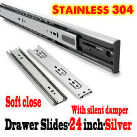 Stainless Steel Heavy Duty Drawer Guide | Full Extension Soft Close for Cabinet/Kitchen Free Screws