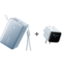 Anker Nano Portable Charger 10000mAh 45W Max Compact Power Bank Travel Essential Phone Battery Pack with 2.3 ft InstaCord Retractable Cable for iPhone 17/16 Series iPad Galaxy Pixel and More A1638