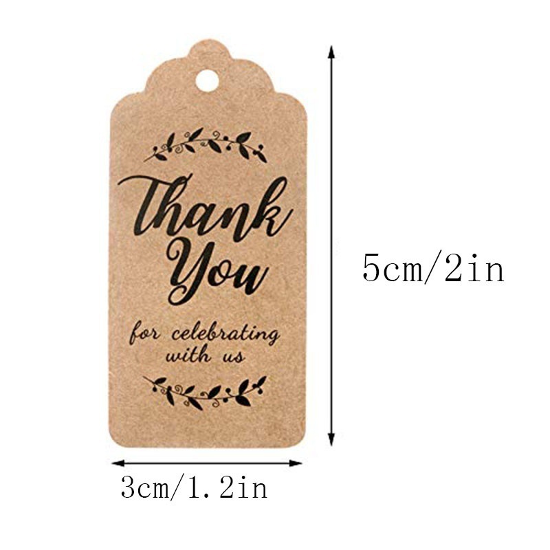 100Pcs Kraft Yellow White Gift Tags Thank You Paper Tags for Wedding Baby Shower Christmas Label Party Decorations