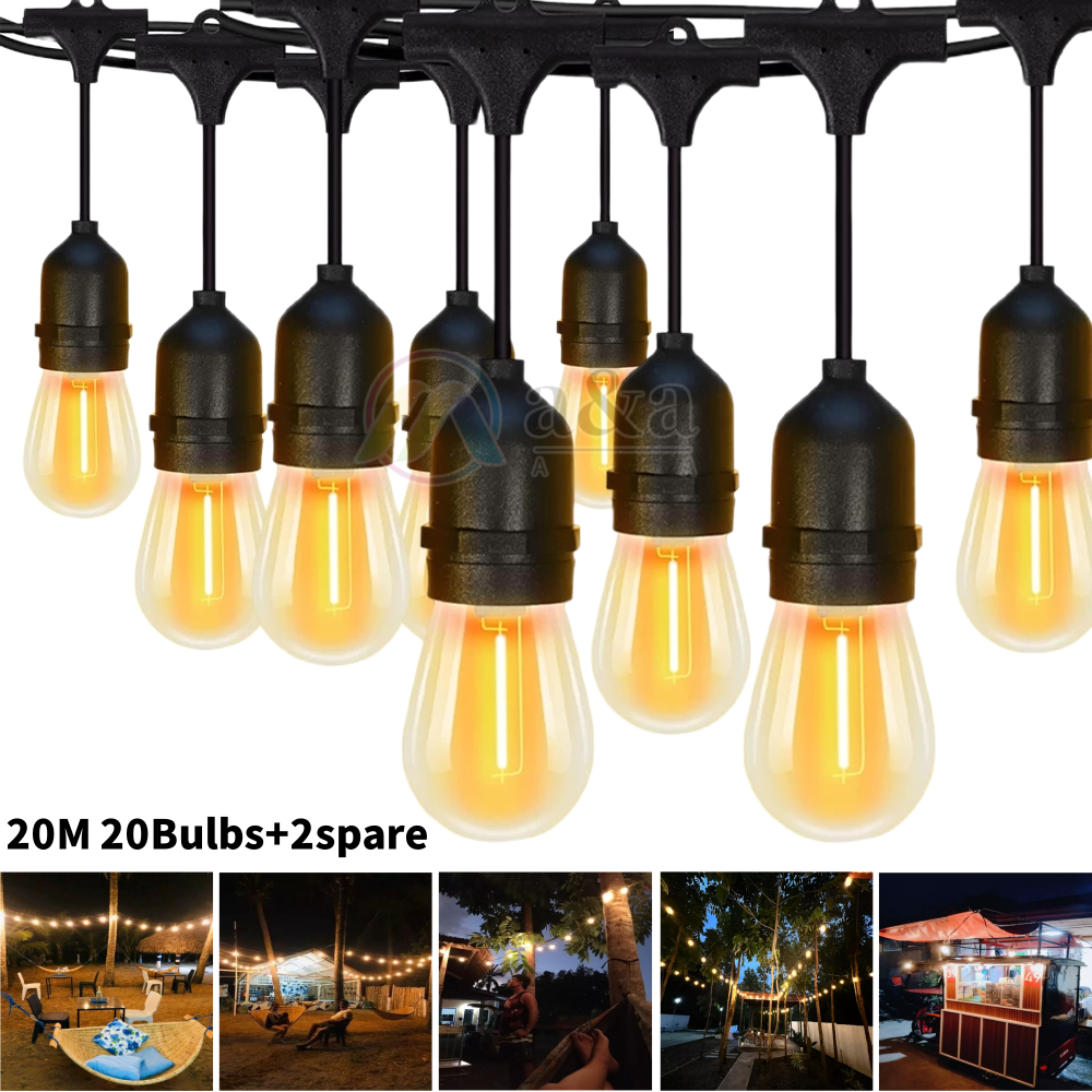 A&A A A 10M/20M/30M LED Bulbs String Lights Outdoor Light Waterproof Patio String Light Hanging Light Fairy Warm Lights Christmas decorative lights