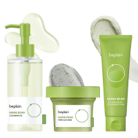 Beplain Official Store Mung Bean cleaning foam 80ml/pore mud facial mask 120ml/cleansing oil 200ml super strong skin care set