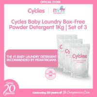 Cycles Earth Friendly Mild Baby Laundry Powder Detergent Box-free (x3) - Free & Clear of SLS and SLEs. Best and safe for Newborns Infants and Toddlers - Recommended by Pediatricians! 48 light loads - 1Kg. Total of 3Kgs