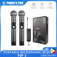 Phenyx Pro PDP-2 Dual Channel Digital Portable Wireless Microphone UHF Recording Karaoke DJ Mic Professional Handheld Mic for Church Work Stage Wedding
