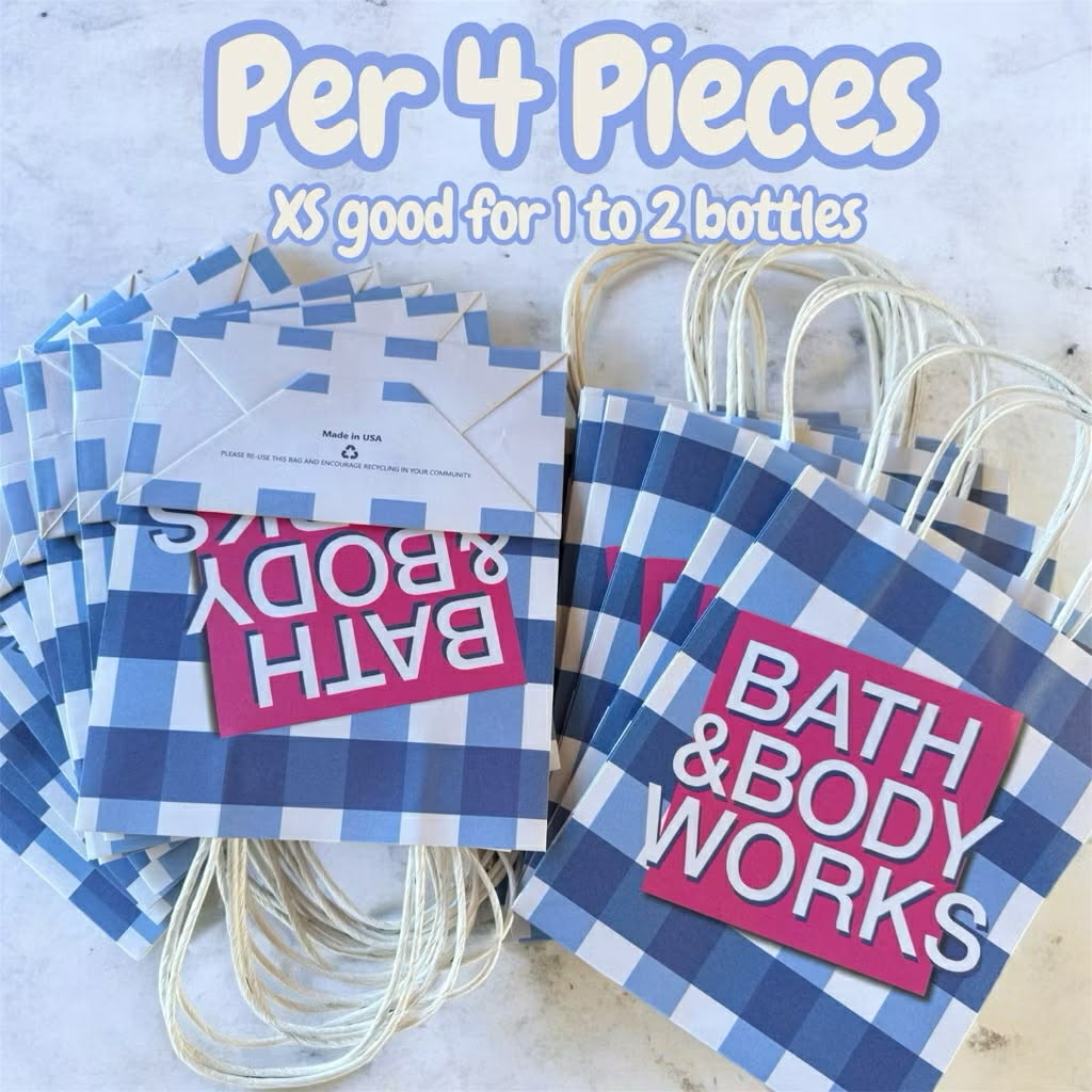 Bath and Body Works Paperbag [4 pieces of paperbags] (XS for 1 to 2 bottles) 17.8cmx8.9cmx21.6cm