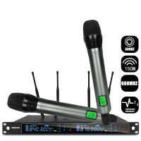 UHF Professional Dual Wireless Microphone System Metal Handheld Dynamic Mic 200M Long Transmission For Karaoke Stage Party KTV Meeting