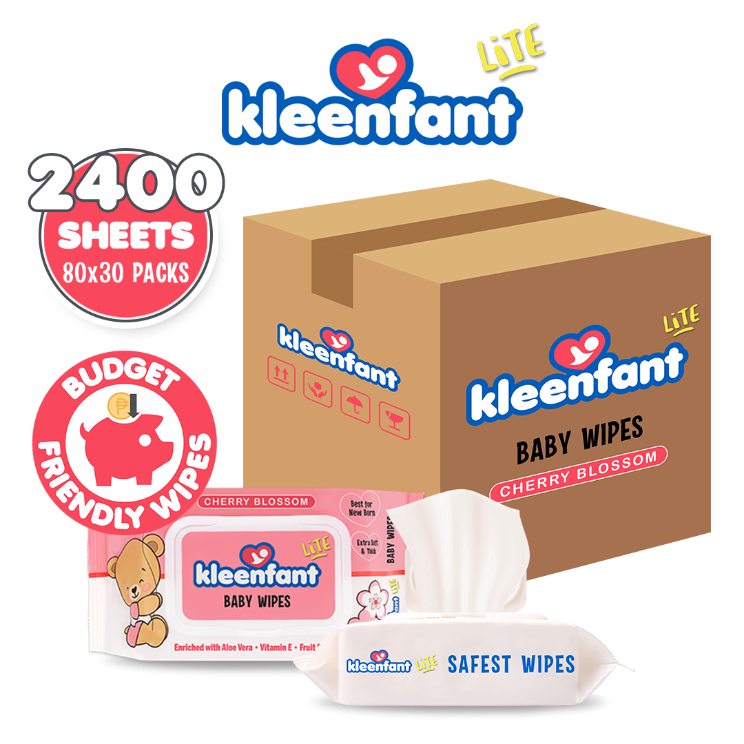 Kleenfant Lite Cherry Blossom Baby Wipes 80 Tender sheets 30 Packs Wet Wipes for Baby Newborn Kids