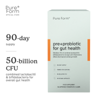Pure Form® Pre + Probiotics for Gut Health | 50 Billion CFU of Combined Lactobacilli and Bifidobacteria + Prebiotic Fiber | Overall Gut Health | Fights Gut Inflammation | Reduces Chronic Bloating | Rebalances Gut Microbiota