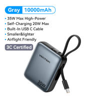 【3C Certification】Vention Mini Power Bank 10000mAh 35W Fast Charging 2 Ports Built in Type C Cable with LED Display for iPhone 18 17 16 15 pro max Samsung S24 Ultra S23 Xiaomi Realme Laptop Macbook Small Portable Powerbank