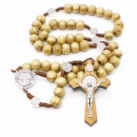 Devotional Wood Catholic Rosary - St Benedict Mama Mary Miraculous Guardian Angel - Artesano