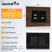 JACKSUN Wood+Black 118 Wall Switch And Outlet Socket 1/2/3 Gang 16A  Child Protection Night Light  Flame Retardant PC For air conditioner