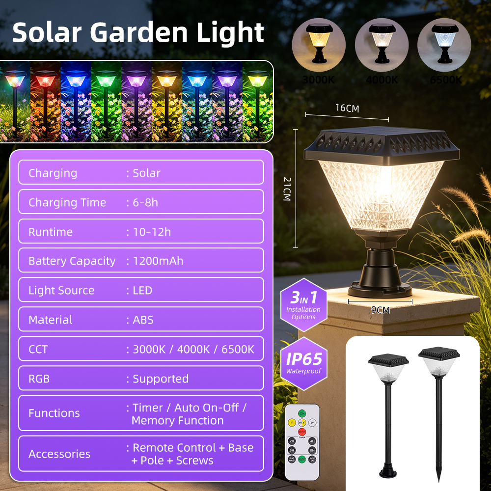 Solar Pathway Lights Outdoor LED Waterproof Garden Lamp 3-in-1 Solar Lawn Light Landscape Light For Walkway Yard Patio Garden Light (Auto On/Off）