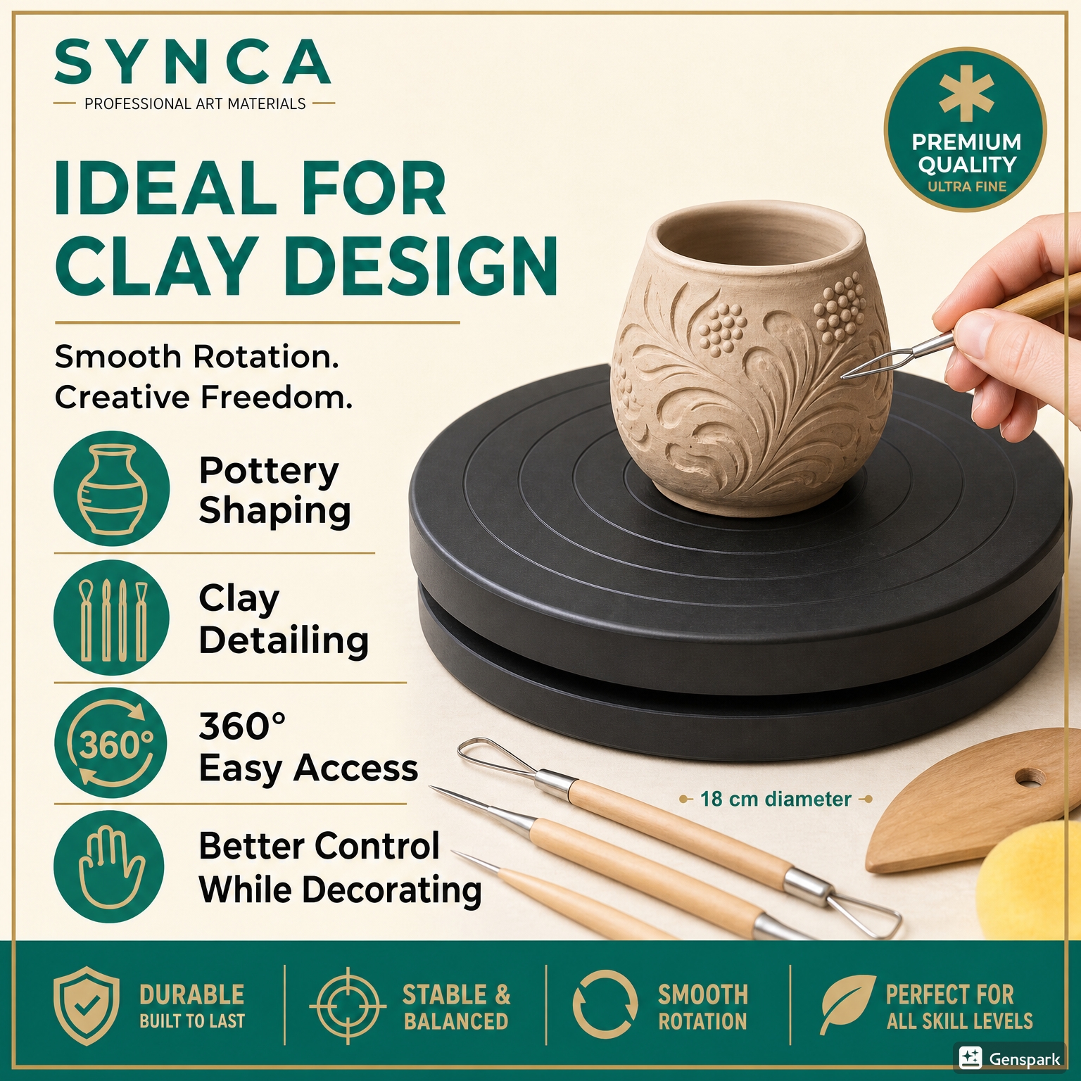 SYNCA Professional Grade Pottery Ceramic Clay | 500g Kaolin Formulation | Ultra Fine Texture for Wheel Throwing & Hand Building | Wide Firing Range