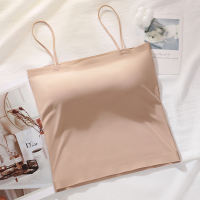 Motovita Summer Ice Silk Sling Camisole Crop Top Women Sexy Tank Tops Wireless Padded Singlet Top Beautiful Back Underwear Top