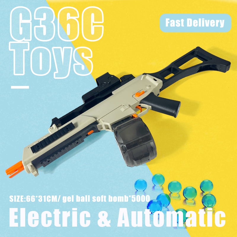 G36C Gel Ball Blaster Mainan untuk Kanak-kanak Elektrik Automatik Boleh Dicas semula Warna Pepejal Taman Luaran Sejuk