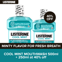 Listerine Cool Mint Mouthwash 500ml + Get 250ml at 40% off