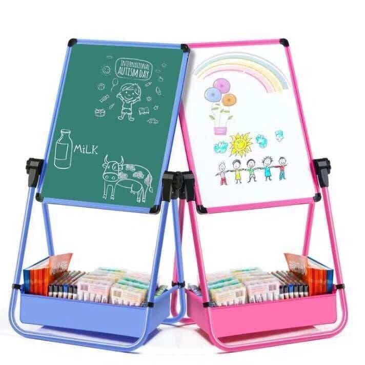 Xie Shop 2 in 1 Kids Art Drawing Board Whiteboard & Blackboard Double Sided Stand Kids Easel Drawing