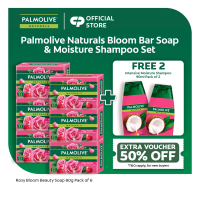[BUY 6 FREE 2] Palmolive Naturals Rosy Bloom Beauty Bar Soap 80g x 6 + Palmolive Intensive Moisture Shampoo 90ml x 2