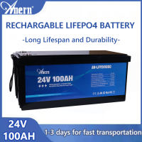 Anern 12V/24V 100AH/200AH Lithium Battery LiFePO4  Deep Cycle Rechargeable Support 4 Units Series Backup Power for Home