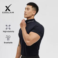 [Neck LOGO]Coolair Men Sports Active Long Sleeve Shirt Quick Dry Gym Training Dry Dri Fit Compression Shirt For Running Jogging Workout Clothes Sports Wear for men rashguard for men
